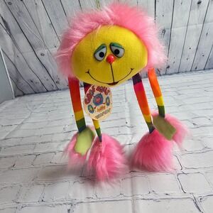 Vintage 1982 AmToy Goof Balls Plush Rainbow Hanging Toy Pink Yellow No Squeaker